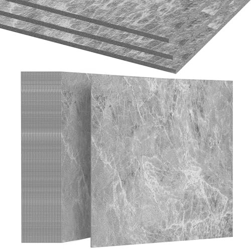 HENGMEI PVC Bodenbelag Selbstklebend Vinylboden Bodenfliesen Betonoptik Klebefliesen Boden 30cm×30cm Fliesenaufkleber Rutschfeste Venylbodenbelag für Schlafzimmer, Küche, 54 Stück, 5.02m², Model B