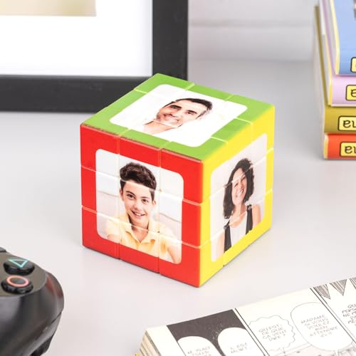 Wanapix | Personalisierter Logikwürfel 3x3 | Drehbares Logikspiel mit den 6 Fotos deiner Wahl | Direkter Druck auf Jede Seite | Klassischer 3x3-Speedcube | Farbrahmen