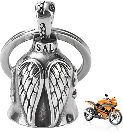 HFMYGS Guardian Bell, Guardian Biker Bell, Motorradglocke, Schutzengel Motorrad Glöckchen, Motorrad Schlüsselanhänger, Glücksbringer Schlüsselanhänger, Motorcycle Tragbarer Edelstahl Schutzglocke