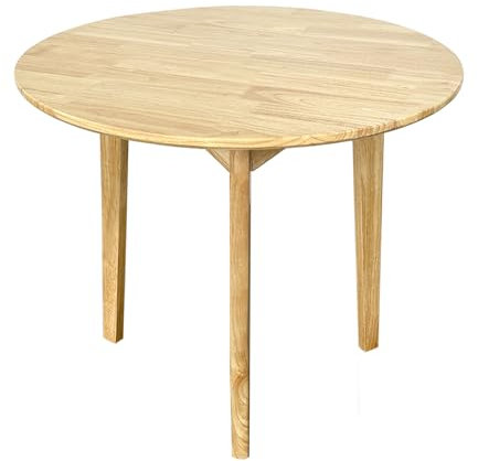 QLLY Runder Esstisch Massivholz Esstisch, Küchentisch Holztisch, Flache Beine (Natur, 35,43/ 90cm