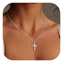 Dochais Croce Collana Donna con Zirconia Cubica, 14K Oro, Ciondolo Piccola, Pendente per Donne - Disponibile in Oro, Argento e Oro Rosa