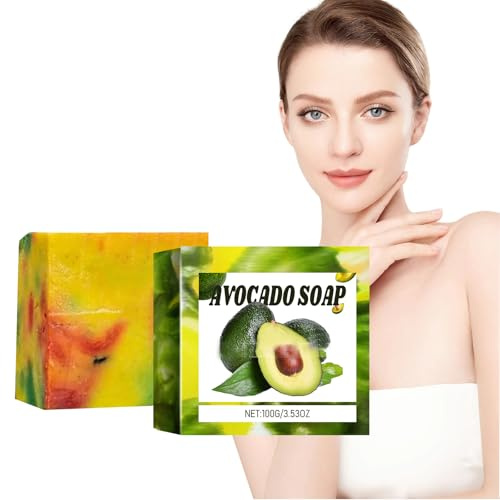 Savon d'Avocat,Savon Facial à L'avocat,Avocado Soap,Savon de Bain Nourrissant à L'avocat,Savon Hydratant,Savon de Douche Fait Main,Savon Exfoliant,Savon à L'avocat pour Tous les Types de Peau