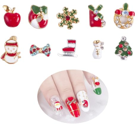 FRCOLOR 20piezas Pegatinas Uñas Navidad Decoración Adhesiva Nail Art Diseño Aleatorio Joyería Uñas Femenina Calcomanías Resistentes Para Fiestas y Eventos Navideños