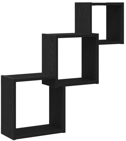 vidaXL Mensole a Cubo Parete Rovere Nero 68x15x68 cm Legno Multistrato, mensola da Parete cubo, cubo di stoccaggio, cubo organizzatore