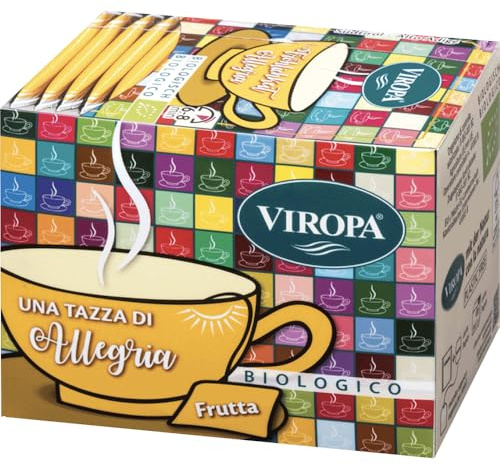 VIRÒPA Tisana Biologica Frutta 'Una Tazza di Allegria' - 15 Filtri - Infuso con Mela, Ibisco, Rosa Canina e Arancia