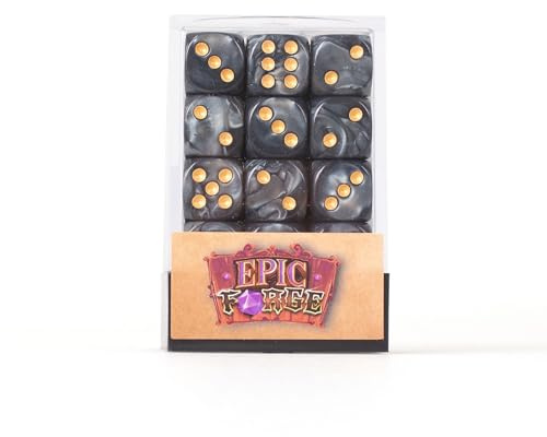 Epic Forge 611338d: - Set di 36 dadi a 6 lati, 12 mm, colore: nero, confezione da 36 dadi da 6 lati, 12 mm, colore: nero