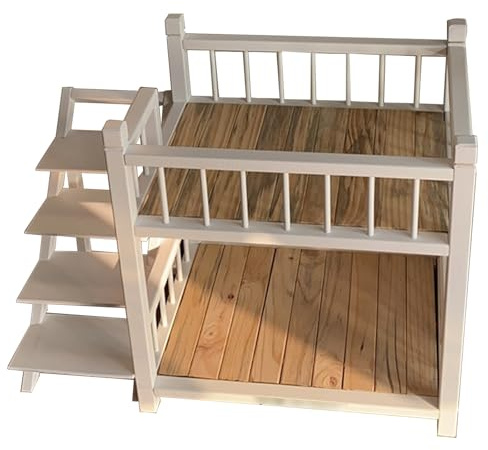 Erhöhtes Haustierbett aus Holz – Doppelschichtiges Hundesofa mit Treppe für kleine, mittelgroße und große Hunde und Katzen