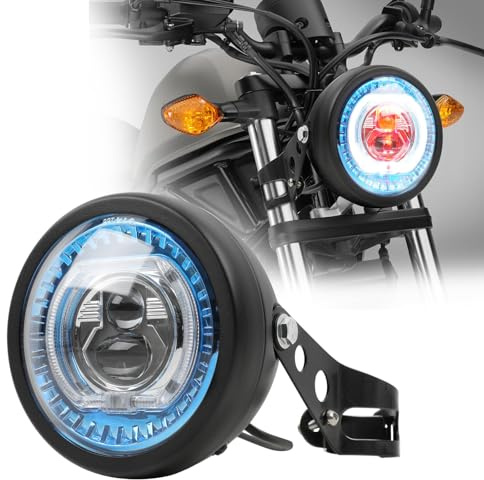 DREAMIZER Faro Anteriore per Moto da 5,75 pollici a LED con staffe, Faro Universale Impermeabile per Harley Yamaha Honda Kawasaki Cafe Racer Bobber Chopper