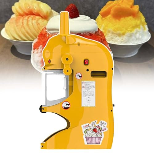 HCAUYNN Machine à Glace PiléE Professionnelle, 350 W, en Acier Inoxydable, 99 Kg/H, Broyeur éLectrique,Yellow