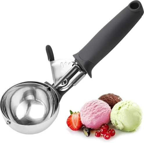Eisportionierer, 21.5 Cm, Edelstahl Poliert Portionierer für Eiskugeln, Eisportionierer Edelstahl Mit Auslöser, für Eiscreme Melone Fleischbällchen Kuchen Teig Plätzchen Keksteig Reis