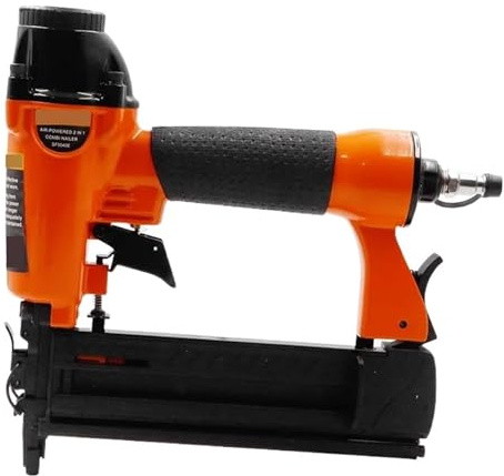 TRDEWR Nail Gun 18GA Nail Gun 2 In 1 Air Stapler Pneumatic Nail Gun For Sofa Roofing Decorating Tool Woodworking Nailer Safety Lock Button
