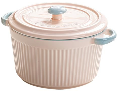 Jaamyears Ciotole per zuppa di cipolle da 400 ml, simpatica tazza da zuppa con manici e coperchio, in ceramica, adatta al forno