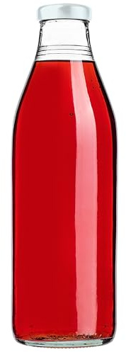 KADAX Botellas de zumo de 1 L, 1 pieza, botellas de cristal con tapón de rosca fi43 mm, botellas vacías para conservas, botellas para rellenar zumo y jarabe (blanco)