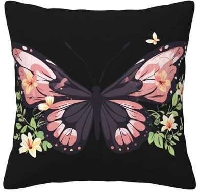 Kingww Fundas de cojín decorativas con diseño de flores en alas de mariposa, 50 x 50 cm, fundas de cojín cuadradas decorativas de 50 x 50 cm