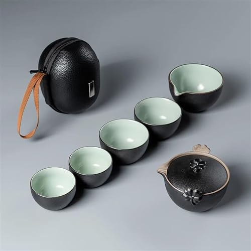 Juego De Té Para Adultos Tetera Cerámica Con 4 Tazas Juego Té Portátil Vajilla Juegos De Té Portátiles(B)