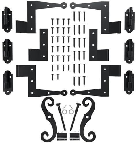 SteelTek L-Hinge with 1/2 Offset Shutter Kit, for Heights 36-60 (Includes 4 L-Hinges, 2 Flat Hinges, 6 Pintels on Plate, 1 Pair S-Holdbacks w/Lag Bolt Shutter Support)