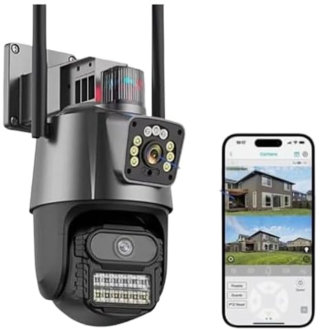 8MP 4K PTZ WIFI IP Camera Outdoor, Dual Lens CCTV Smart Home Security, Humanoid Tracking, Colour Night Vision, IP65 Waterproof