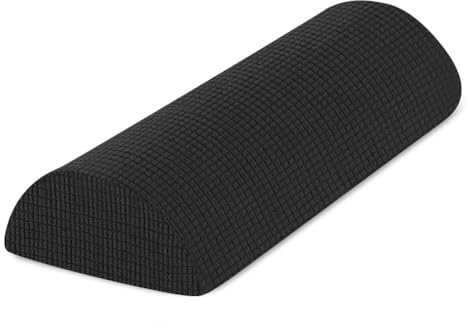 DUJUIKE Half Moon Bolster Pillow with Straps, Leg Elevation Pillow Knee Support, Suitable for Back, Knee and Leg Support, Relieve Pain and Fatigue, Machine Washable Pillowcase, 60 X 25 X 10 cm (Black)