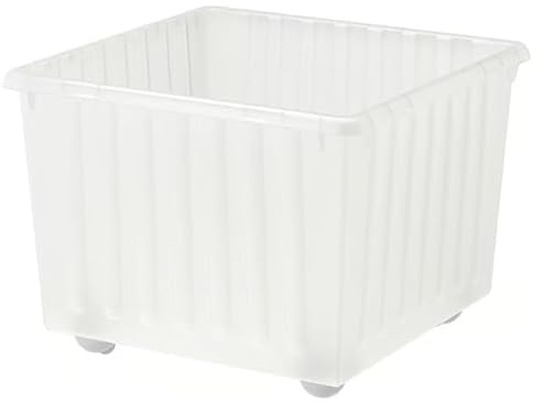 Set of 2 White Storage Crates with Casters - Integrated Handles, Rolling Storage Bins for Closet, Bedroom, Pantry, Toys, Easy to Move and Store, 15.25 x 15.25 x 11 Inches