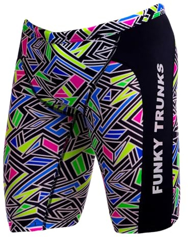 Funky Trunks Jammer - Costume da bagno Curl per bambini, per allenamento, tempo libero e spiaggia, in materiale resistente al cloro e all'acqua salata, Nero , 164