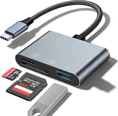 SD Card Reader 3-in-1 Type-C Card Reader Camera Adapter for Digital Camera, SD TF Card Reader USB OTG Adapter for Photo Video Transfer Compatible with iPhone 16 Android Phone Laptop Tablet