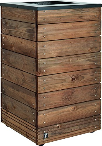 CERLAND Bac à Fleurs Carré en Bois 45 x 45 x 76 cm – Fabrication Française – Épicéa Massif avec Vis INOX – Design Moderne avec Rebords Métalliques – Jardinière Extérieure Terrasse & Jardin