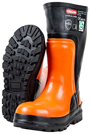 Oregon Yukon Kettensägen-Schnittschutz-Gummustiefel aus Naturkautschuk, mit Stahlkappen (Größe 43)