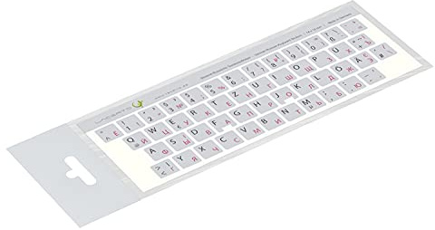 Lacerto® | 14x14mm Russisch-Deutsche Aufkleber für PC/Laptop & Notebook Tastaturen mit mattem kratzfestem Laminat | Farbe: Rot-Hellgrau (Nicht transparent)
