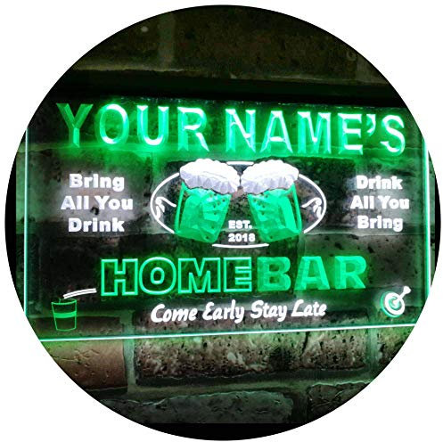 ADVPRO Personalized Your Name Custom Home Bar Beer Est. Year Dual Color LED Barlicht Neonlicht Lichtwerbung Neon Sign White & Green 300mm x 210mm st6s32-p-tm-wg