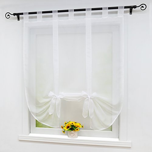 Joyswahl Raffrollo Voile Bindegardine mit Schlaufen »Adele« Unifarbige Gardinen BxH 80x140 Weiß 1er Pack