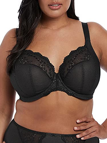 Elomi Women's Charley Bra: Stretch Lace & Mesh, Racerback Option. Low Plunge UK jj, Us Sizes D-n, Black, 38F