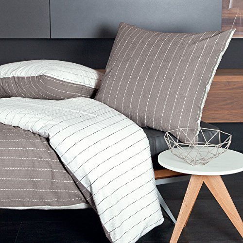 Traumschlaf Mako-Soft-Seersucker Wendebettwäsche Tango Taupe