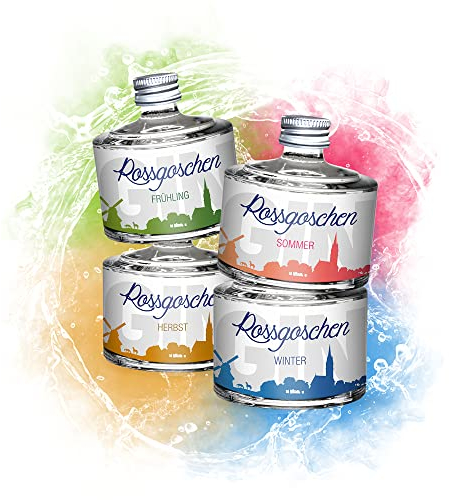 Gin Geschenkset - Rossgoschen Jahreszeiten Gin Set 4x4cl - Das Gin Tasting Set als perfekte Gin Geschenk Idee - Rossgoschen Gin Probierset bestehend aus 4 kleinen Flaschen - Perfekt für Gin Liebhaber