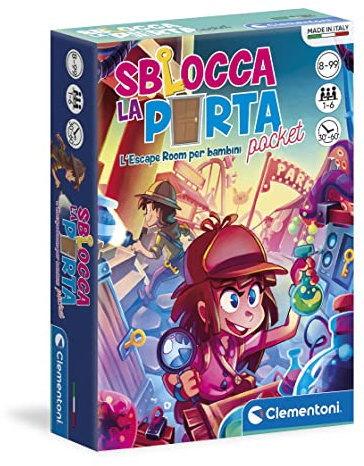 Clementoni - Sblocca la Porta Città Versione Pocket, Gioco di Carte, Escape Room Tascabile per Bambini 8+ Anni e Adulti, con 3 Ambientazioni, 1-6 Giocatori, Made in Italy, Lingua Italiana, 16569