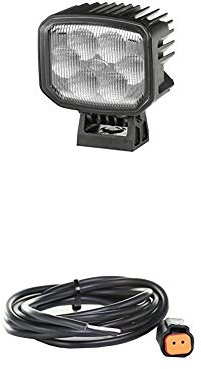 Hella 2ZR 996 188-521 Rückfahrscheinwerfer Power Beam 1000 compact, 12V & 24V, 1.000 Lumen + Kabelsatz, Arbeitsscheinwerfer, 2.000 mm Leitung mit Deutsch-Stecker, Schwarz