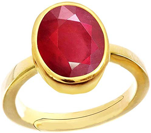 Ayush Gems 3.25 Ratti 2.47 Karat A+ Qualität Burma Rubin Manik Edelstein Ring für Damen Herren vergoldet Rubin, Vergoldet, Rubin