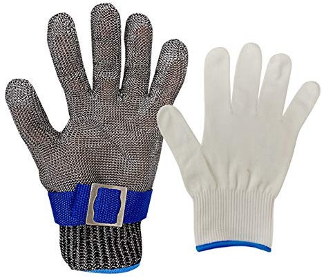 Schnittfeste Handschuhe 316 Edelstahl Cut Resistant Handschuhe Küchenfleisch Lebensmittel Verarbeitung Gartenarbeit Sicherheitsarbeiten Handschuhe, Stufe 6 Schutz (Size : Small)