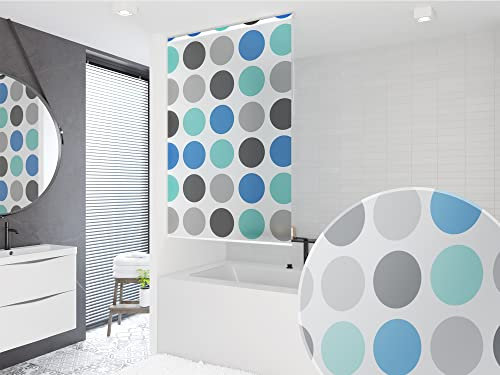 KSHANDEL24 Estor básico de ducha, Cortinas de Bañera modelo retro, color azul turquesa, gris claro, antracita, 7 anchos a elegir (180 x 240 cm)