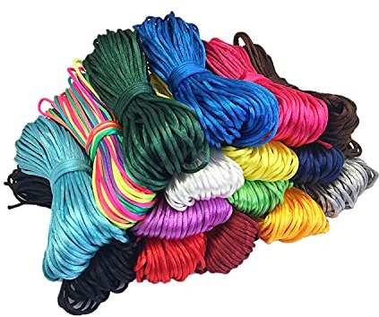 Fbshicung Cordoncino a coda di topo da 2 mm, in nylon satinato, 16 fasci di corda di seta in nylon per la creazione di gioielli, filo di seta e braccialetti