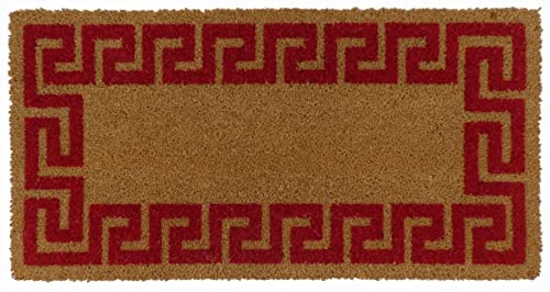 Casatessile Zerbino Antiscivolo in Cocco Naturale IMPERATORE Greca Elegante Tappeto da Ingresso - Bordeaux, 60x120 cm.