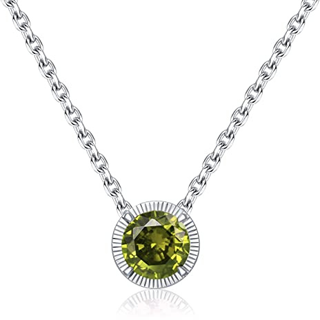 Qings Collar con Colgante de Peridoto Birthstone Agosto para Mujeres Niñas, Collares de Cristal Verde Oliva Peridoto