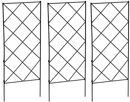 Liudan Plant Support 3PCS Plant Climbing Trellis Frame Garden Flower Plant Growing Support Metal Iron Trellis Wall Foldable Trellis Bracket Black Plant Stake