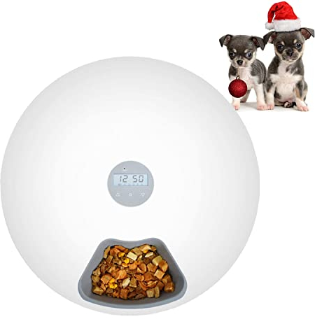 Automatic Cat Feeder Pet Food Dispenser for Cats and Dogs Donuts Shape Auto Pet Feeder 6 Meals per Day Programmable Timer Dry and Wet Food Dispenser