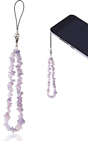 1 Pcs Beaded Crystal Wrist Strap, Natural Gemstone Phone Chain Keychain