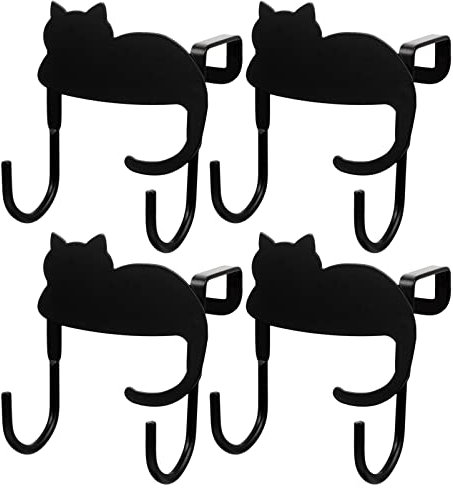 DOITOOL 4pièces Patère De Porte Forme De Chat Crochets Muraux Décoratifs Porte-vêtements Métal Pour Chambre La Cuisine Salle De Bain