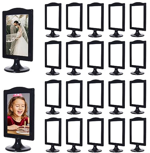 Litpoetic 20 Pack Double Sided Standing Picture Frame 4x6 Plastic Photo Frame Bulk White Picture Display Holder Stand for Table Number, Menu, Wedding,Halloween,Christmas,Thanksgiving,Fall Decor