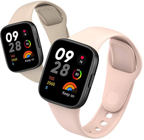 LanQii 2 Pezzi Silicone Cinturino Compatibile con Xiaomi Redmi Watch 3, Morbido Traspirante Sportivo Cinturini di Ricambio Donna Uomo per Xiaomi Redmi Watch 3 -(Bianco+Rosa)