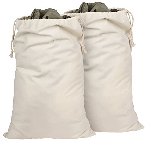 Aucuu 2er Set Wäschesack, 50x75 cm Wäschespeicher-Einkaufstüten, Wäschebeutel, Wäschesack mit Kordelzug, 100% Baumwoll Wäschebeutel Reise, Aufbewahrungsbeutel Maschinenwaschbar/Wiederverwendbar