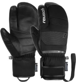 Reusch Lobster Skihandschuhe für Herren & Damen | sehr warm mit Wollfutter | wasserdichte & atmungsaktive 3-Finger-Winterhandschuhe, Ziegenleder, für Ski & Piste, Größe 6,5-11, Andy R-TEX XT Lobster