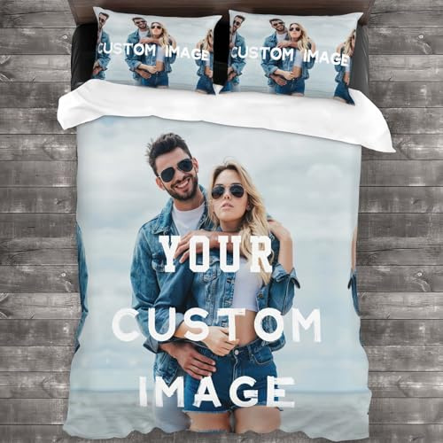 Bbflyper Copripiumino personalizzato,set di biancheria da letto personalizzato con foto/testo/logo,design fai da te,speciale per amici,coppie,compleanno,anniversario,200 x 200cm